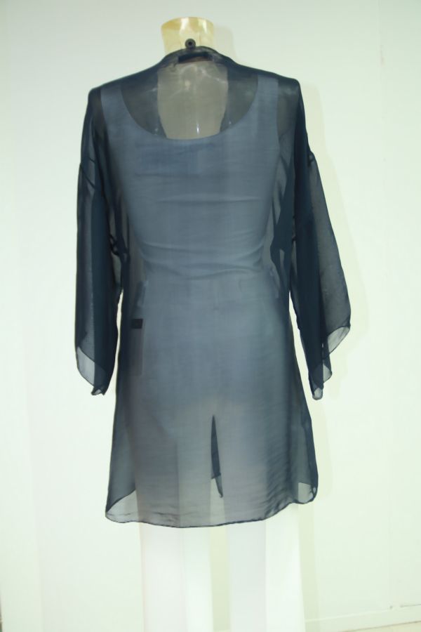 Jas Qamar nm100 gepunte zonder kraag brede trompet mouwen - Donkerblauw Detail