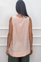 Sleeveless blouse Lev nm85 wild silk textured open neck A-line - Roze Detail