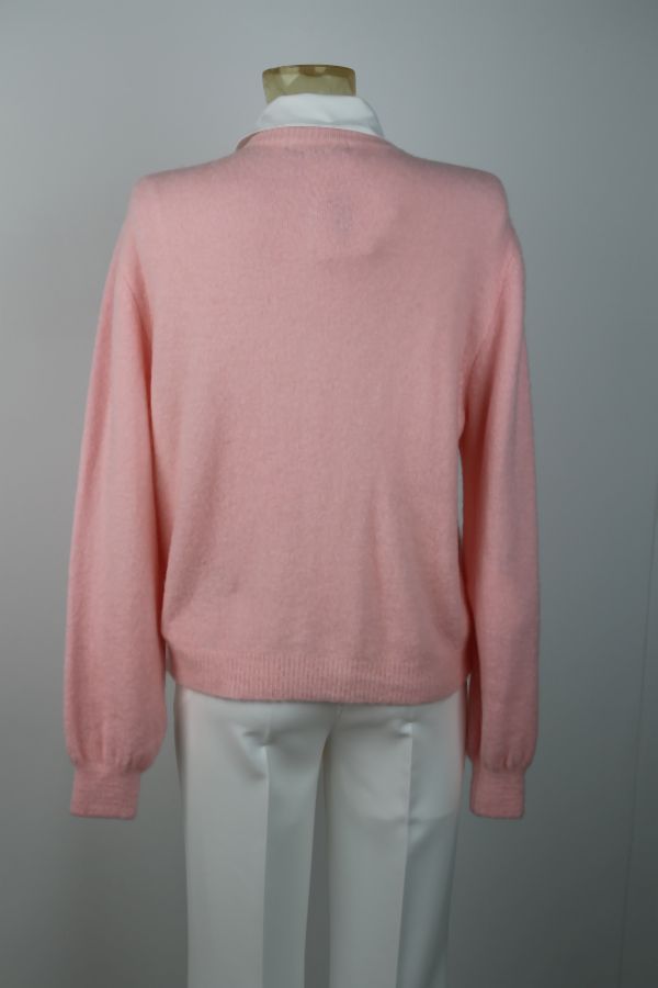 [201409] Cardigan Sami nm25 suri alpaca, ronde hals, lange mouwen met nacré knopen - Roze Detail