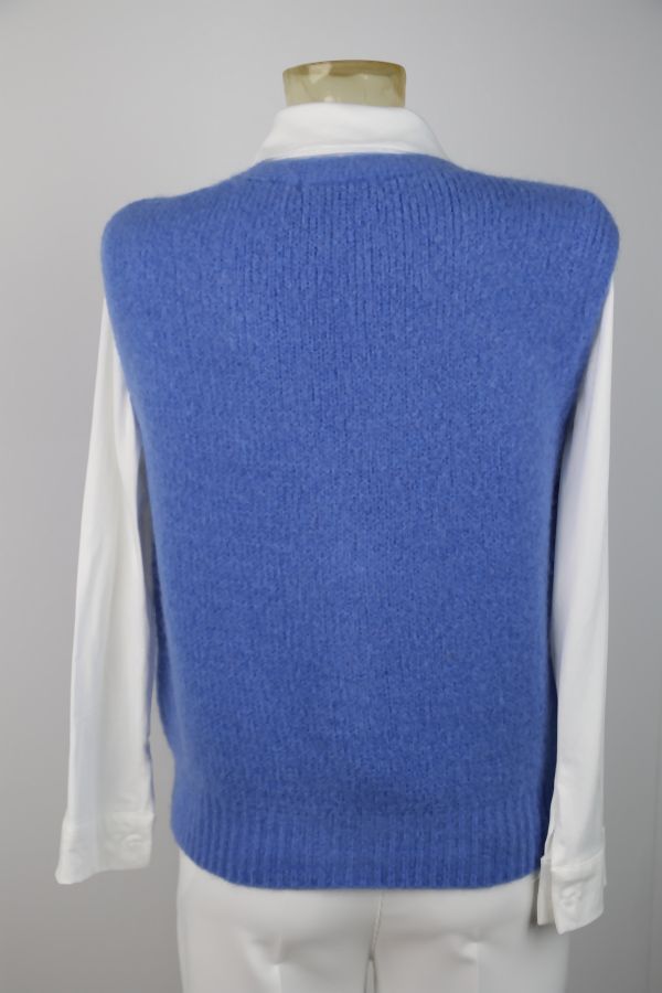 [201397] Debardeur Senn nm20 mohair V-hals 3 knopen - Jeansblauw Detail