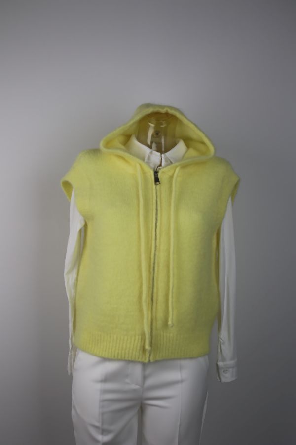 [201634] Pull Nilou nm65 rits en capuchon zonder mouwen - Geel Detail