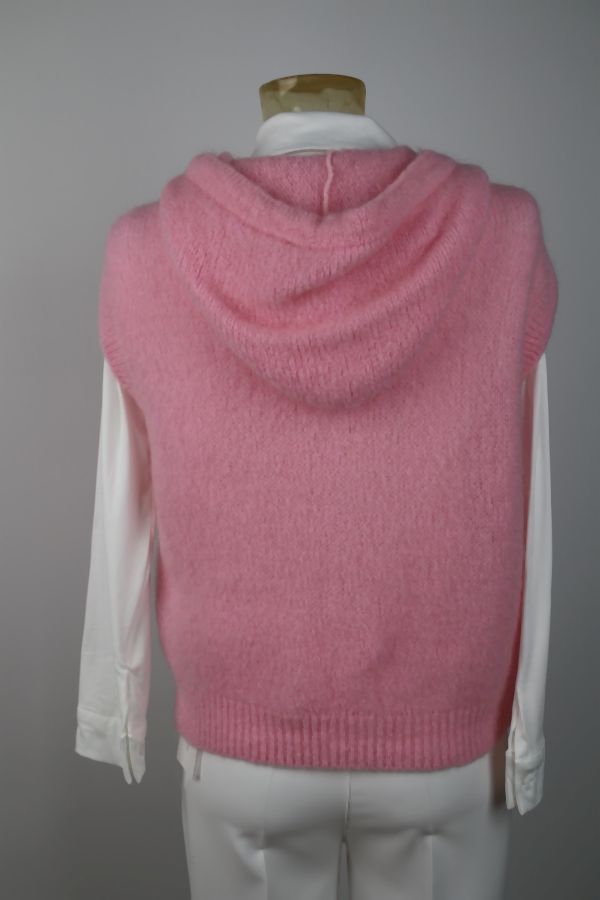 [201634] Pull Nilou nm65 rits en capuchon zonder mouwen - Roze Detail