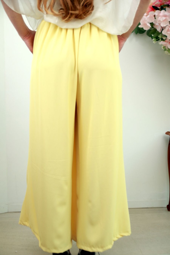 [201184] Getailleerde broek Riv met brede pijpen - Geel Detail