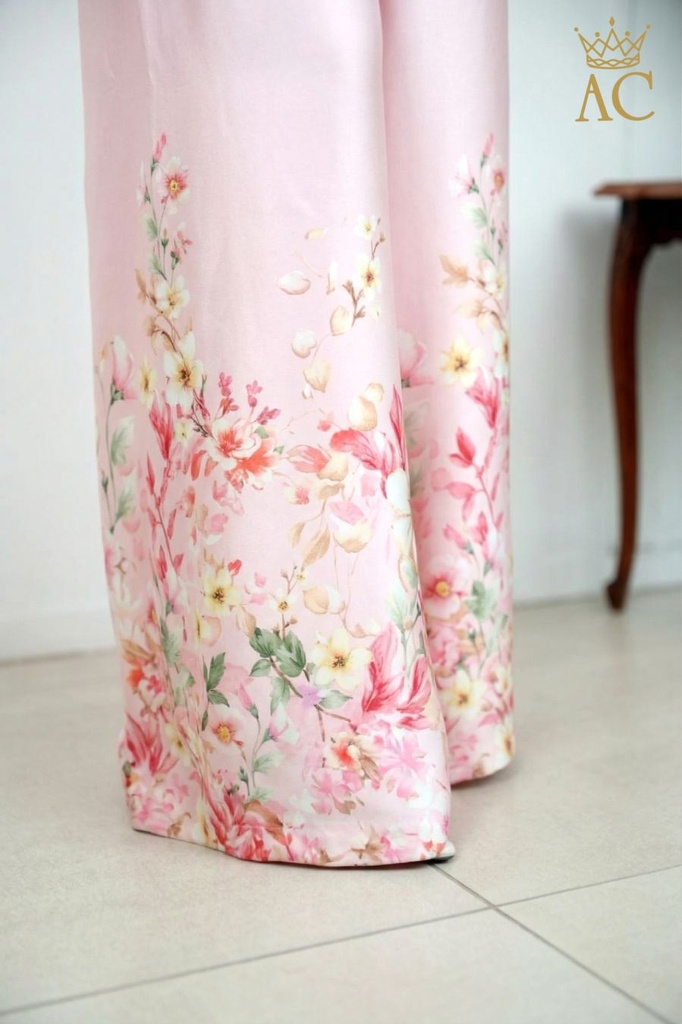 [201572] Tuniek en broek Stef nm100 bloemenbodem wijde mouw  - Roze Detail