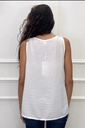 Sleeveless blouse Lev nm85 wild silk textured open neck A-line - Wit Detail