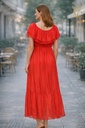 [201492] Lange off-shoulder jurk Nermin nm98  - Rood Detail