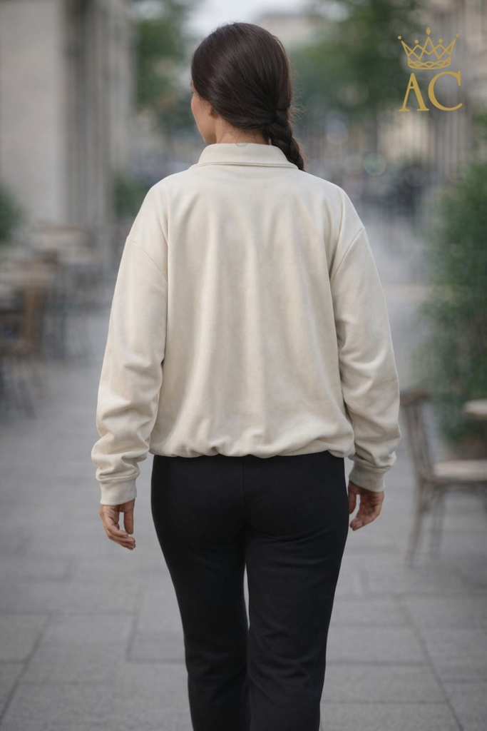 [201412] Jacket Nicci eco suède gepofte zoom ritssluiting - Beige Detail