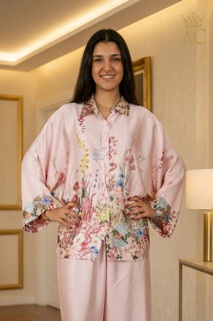 [201575] Tuniek en broek Sepp nm100 wilde bloemen wijde mouw - Roze Detail