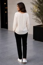 [201281] Blouse Sam nm43 verticale dotprint open hals 3 springplooien  - Bruin-beige Detail