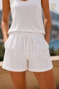 [202102] Short Sharon nm95 ajour geruit elastische tailleband - Wit Detail