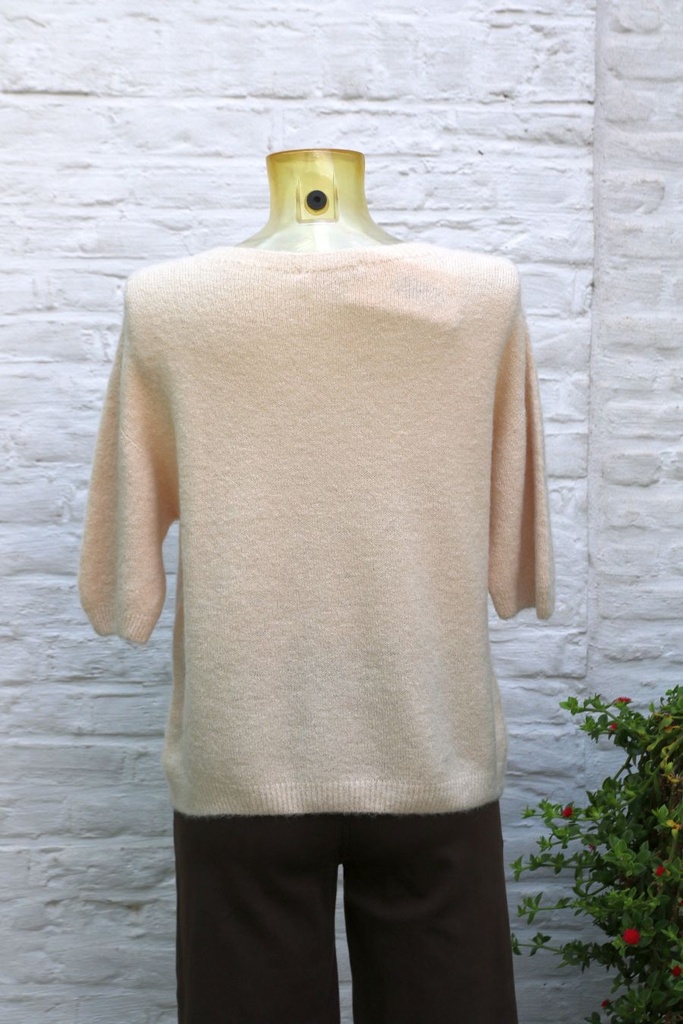 Pull Michael korte mouw met alpacawol - Beige Detail
