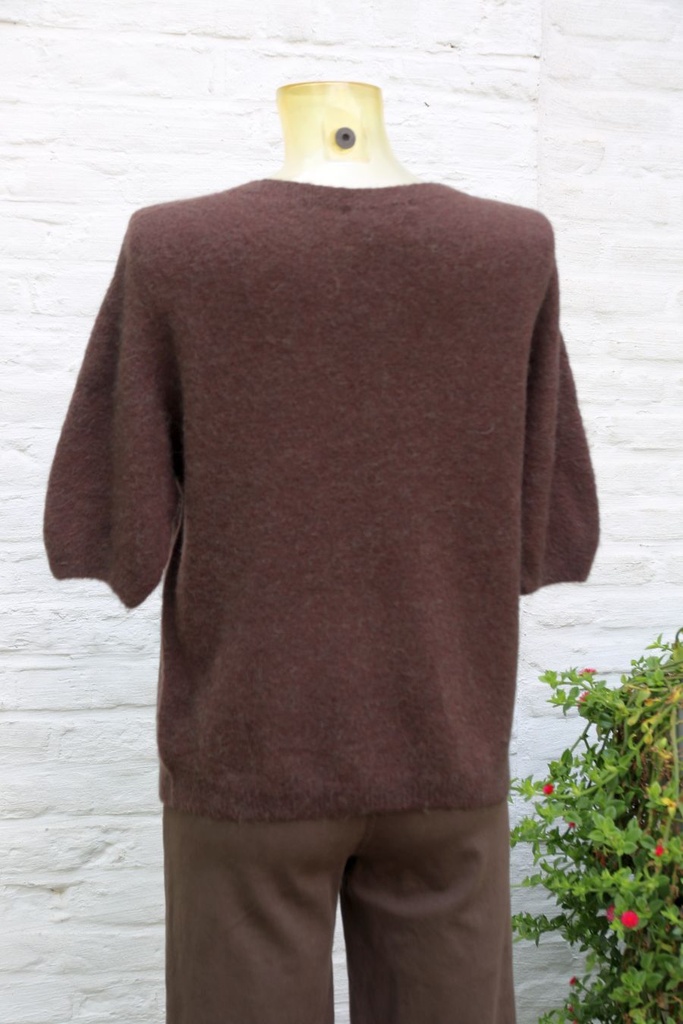 Pull Michael korte mouw met alpacawol - Bruin Detail