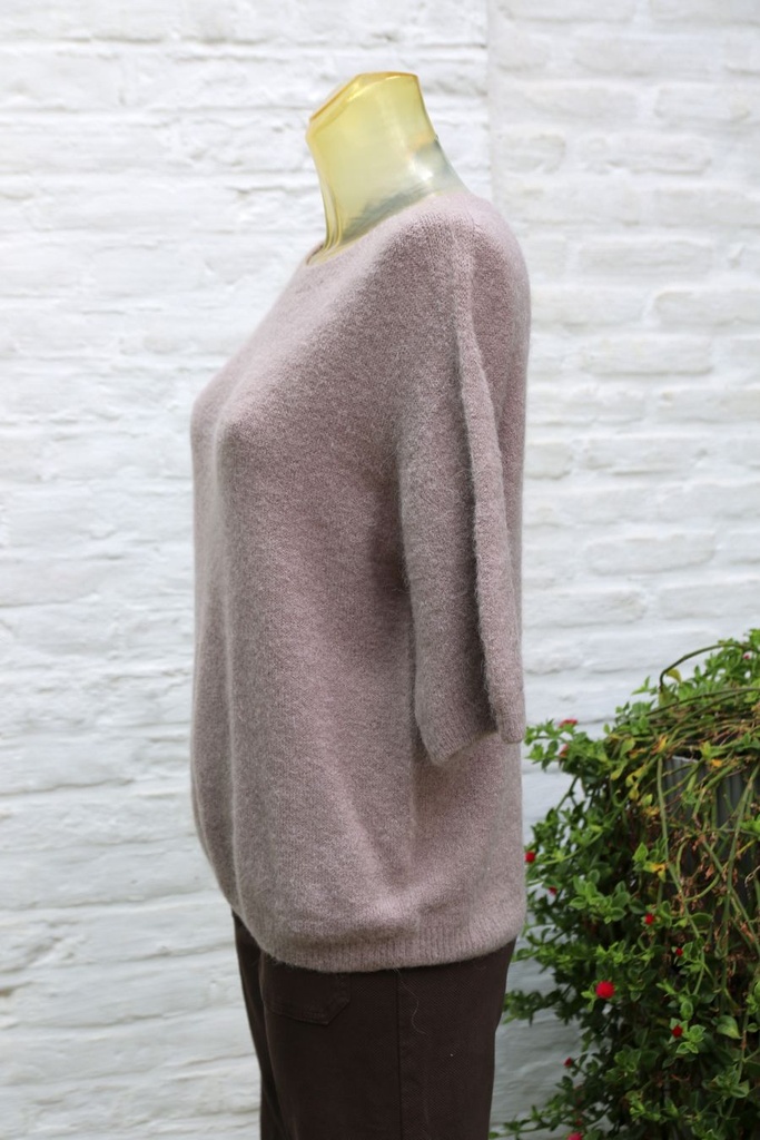 Pull Michael korte mouw met alpacawol - Taupe Detail