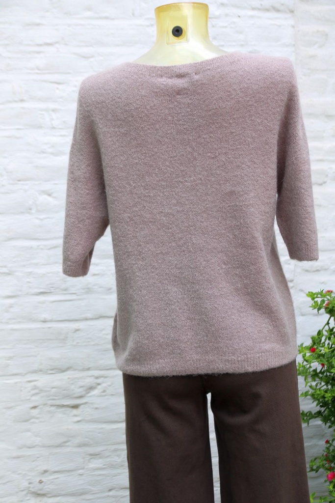 Pull Michael korte mouw met alpacawol - Taupe Detail