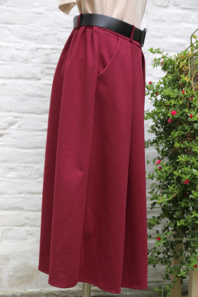 [10017288] Flanellen rok Laurie nm15 3 gesprongen plooien - Bordeaux Detail