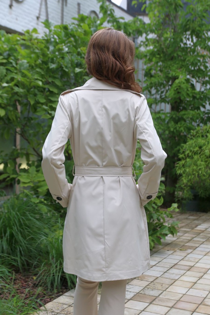 7/8ste jas Lune dubbel rij knopen en puntkraag - Beige Detail