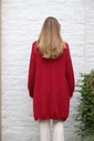 Tricot 7/8ste jas Liya nm25 kraagloze V-hals - Indisch rood Detail