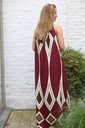 Long halter dress Myrthe with plaid nm100 - Bordeaux-wolwit Detail