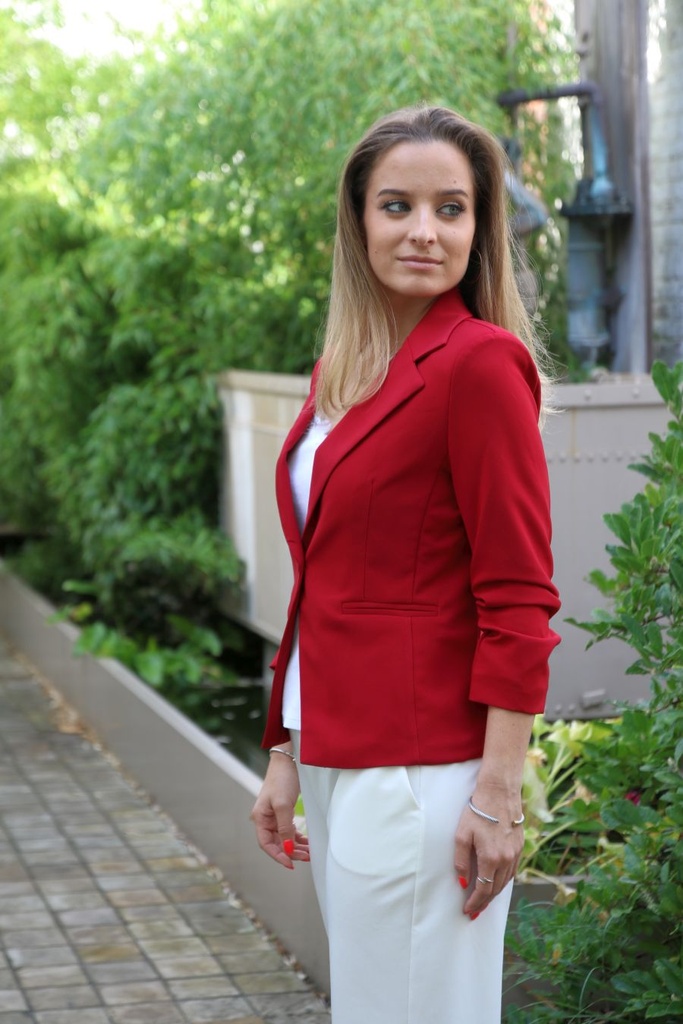 Blazer Milan opgetrokken mouw - Indisch rood Detail