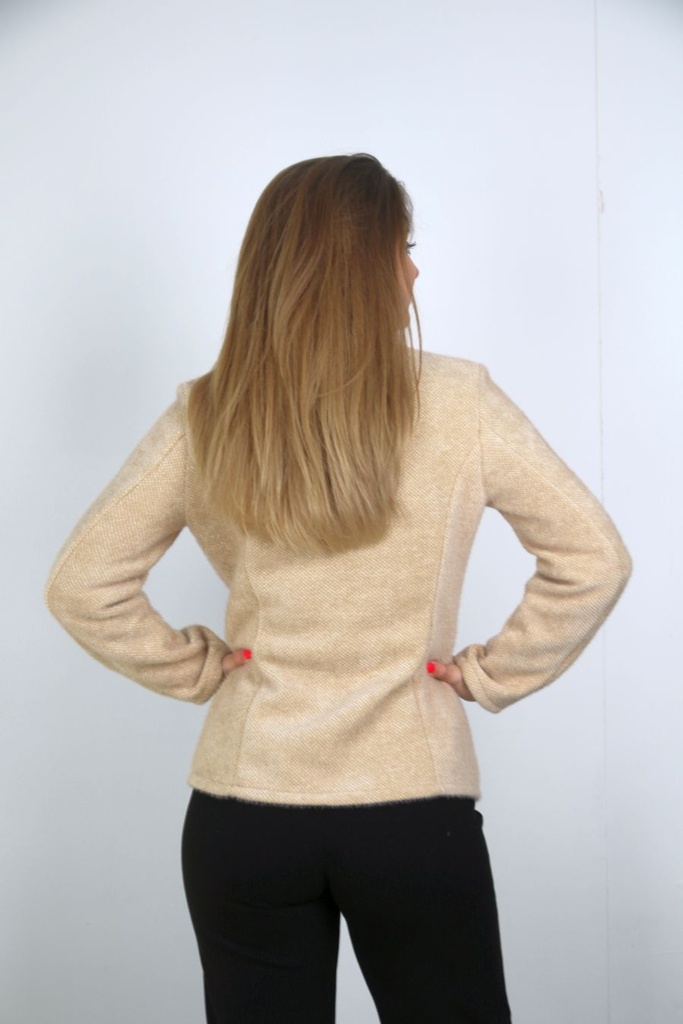 [10017316] Tricot vest Lydia reverskraag - Beige Detail