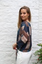 [10017341] Blouse Lucia nm43 tie&dye staven  - Donkerblauw-beige Detail