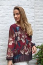 Blouse Lis nm43 XL lelies plissé torso  - Bordeaux-beige Detail