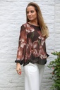 Blouse Lis nm43 XL lelies plissé torso  - Bruin-beige Detail