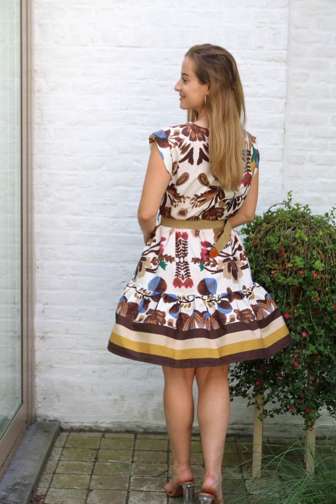 [10017206] Cotton floral dress Marijn nm100 - Bruin-multicolor Detail