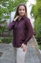 [10017348] Blouse Leona tencel kraag nacré doorgeknoopt - Bordeaux Detail
