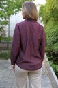 [10017348] Blouse Leona tencel kraag nacré doorgeknoopt - Bordeaux Detail