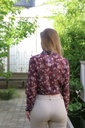 Blouse Leandro nm85 bladjesprint tencel kraag  - Bordeaux-beige Detail