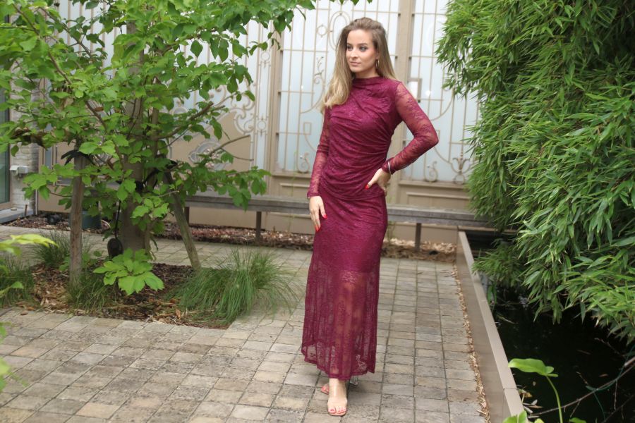 [10017247] Lange kanten rok Lindsay nm34 - Bordeaux Detail