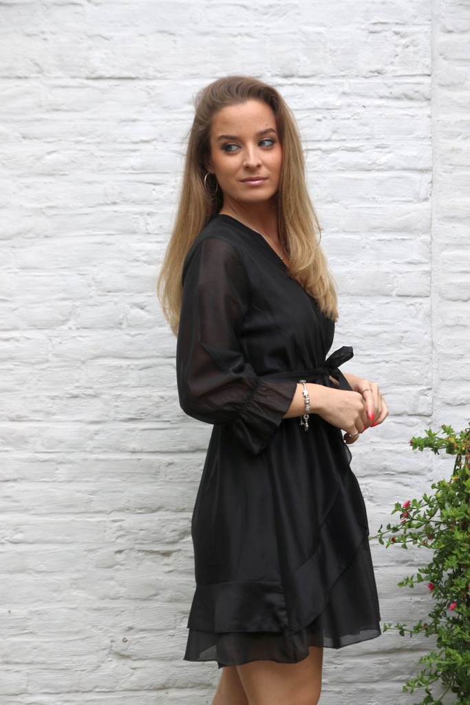 [10017248] Cocktailjurk Leendert nm85 enveloprok tencel - Zwart Detail