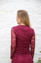 [10017357] Kanten t-shirt Lien nm43 opstaande drapage kraag  - Bordeaux Detail