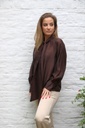 [10017358] Blouse Lesley nm85 tencel lange jabot  - Bruin Detail