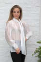 [10017358] Blouse Lesley nm85 tencel lange jabot  - Wit Detail