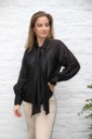[10017358] Blouse Lesley nm85 tencel lange jabot  - Zwart Detail