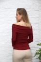 Pul  Leia nm30 off-shoulder fijn gelijnd  - Bordeaux-zwart Detail