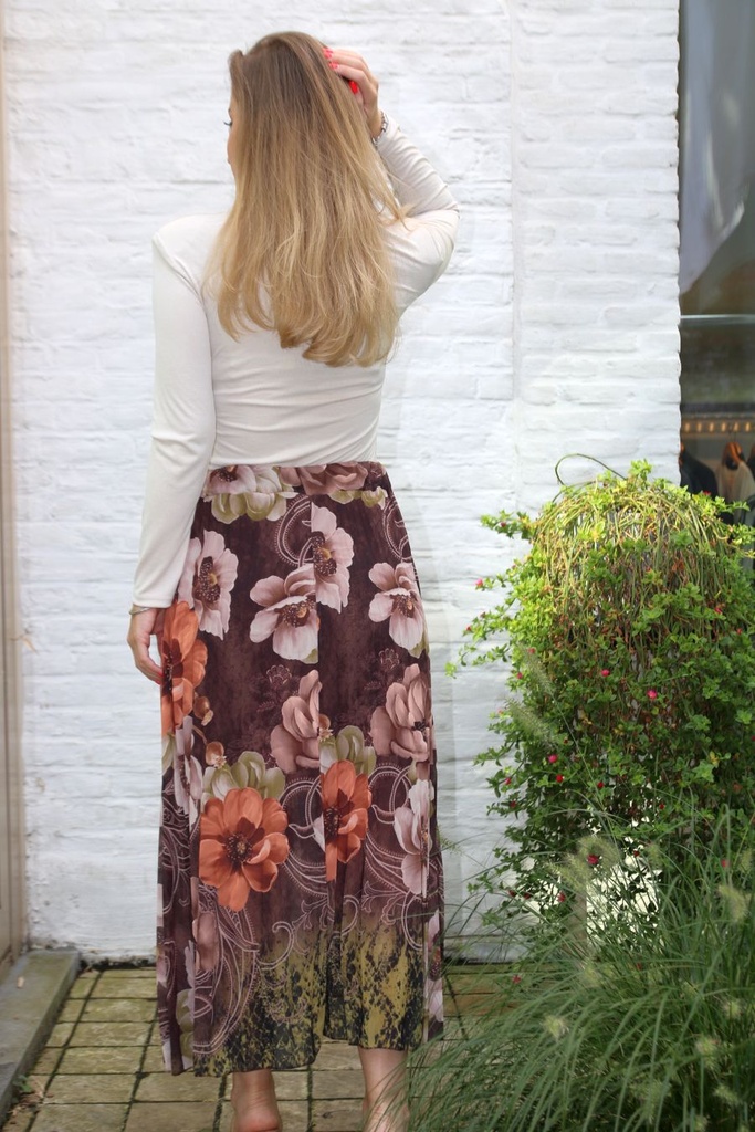 [10017363] Plissé rok Layan nm40 anemoneprint  - Bruin-beige Detail