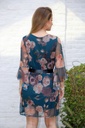 Blouse Lodewijk nm38 rozen op netstof trompetmanchet  - Petroleum-beige Detail