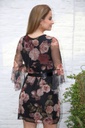 Blouse Lodewijk nm38 rozen op netstof trompetmanchet  - Zwart-beige Detail
