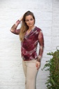 T-shirt Lucca nm43 tie&dye drapagekraag netstof  - Bordeaux-beige Detail