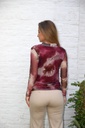 T-shirt Lucca nm43 tie&dye drapagekraag netstof  - Bordeaux-beige Detail
