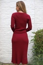 [10017369] Geribde jurk Mads met trompetmouw nm50 - Bordeaux Detail
