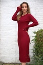 [10017369] Geribde jurk Mads met trompetmouw nm50 - Bordeaux Detail
