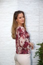 Bloemenblouse Marcel met taillestrik nm48 - Bordeaux-beige Detail