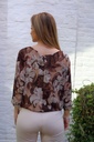 Bloemenblouse Marcel met taillestrik nm48 - Bruin-beige Detail
