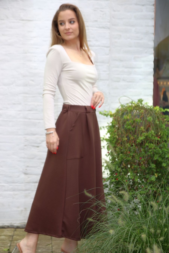 Rok Mina met zakken nm45 - Bruin Detail