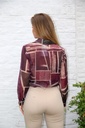 [10017378] Blouse Loulou nm85 bollen rechthoek en streep tencel - Bordeaux-bruin Detail