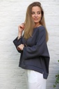 Sweater Lotta nm45 open hals vleermuismouw  - Grijs Detail